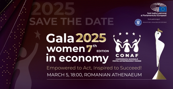 Gala CONAF Women in Economy 2025 - singura inițiativă din România care primește Înaltul Patronaj al Parlamentului European, pentru al doilea an consecutiv