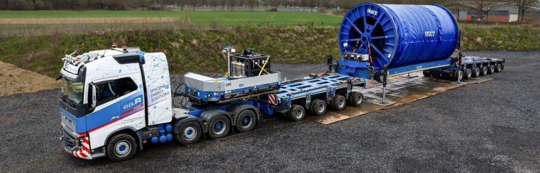 Pentru marile proiecte energetice, Goldhofer eficientizează transportul tamburelor de cablu